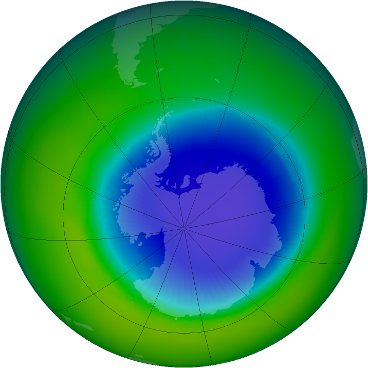 Antarctic ozone map for November 1999
